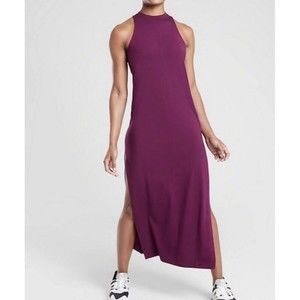 Athleta Dress Womens Small Purple Destination Maxi Knit Tank Side Slits Travel